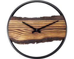 NeXtime - Forest 30cm Hout/ Metaal- Klok stil uurwerk